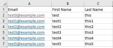multi-column .csv file for email validation